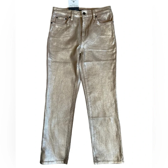 Ralph Lauren Metallic High-Rise Stretch Straight Ankle Jean - Picture 7 of 14